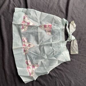 Vintage Floral Sheer Apron with Pink flower Accents